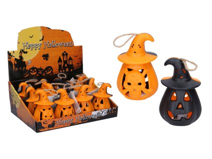 Dekorace Halloween dýně 11x6,5 cm svítící