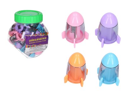 Ořezávátko na jednu tužku se zásobníkem + guma - vesmírná loď