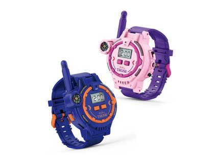 Hodinky a vysílačka walkie-talkie set fialové 2 ks