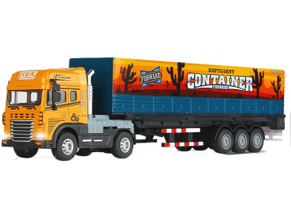 Auto kovové tahač s kontejnerem s efekty 40 cm