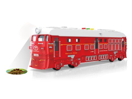 Vlak na setrvačník s efekty a projekcí červený 33 cm