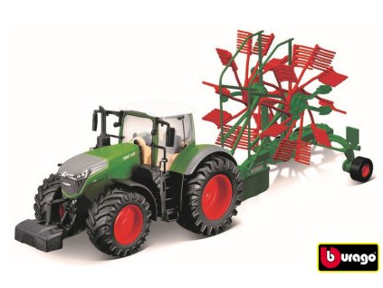 Bburago Farm 10cm Traktor Fendt 1050 Vario with Whirl Rake