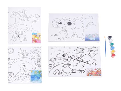 Malířské plátno s předlohou 30x24 cm + barvy a štětec Mix