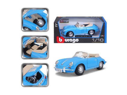 Bburago 1:18 Porsche 356B Cabriolet 1961 Blue