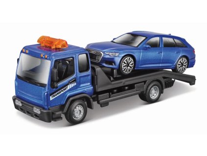 Bburago 1:43 STR FIRE Flatbed Tow Truck, w/Audi A6 Avant