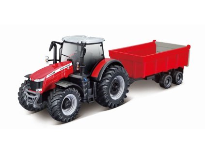 Bburago 1:50 Farm Traktor Massey FERGUSSON 8740S Tractor with Trailer