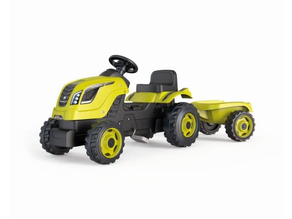 Šliapací traktor Farmer XL zelený s vozíkom