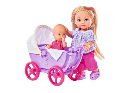 Bábika Evička doll walk, s kočiarikom, 2druhy