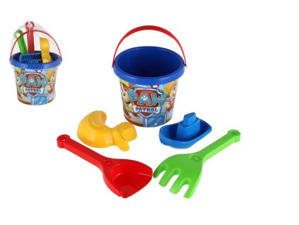 Sada na písek 5ks plast Paw Patrol/Tlapková patrola modrá v síťce 12x22x12cm 12m+ Wader