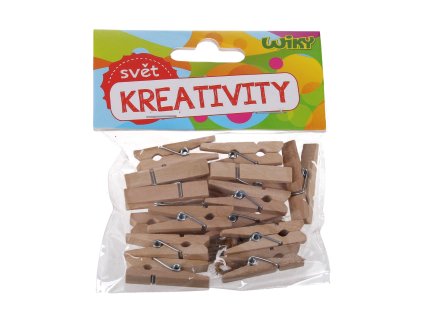 Kolíčky dřevěné 2,5 cm, 25ks + provázek