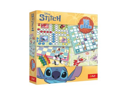 Sada 15 her Stitch společenská hra v krabici 24,5x24,5x5,5cm