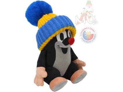 MORAVSKÁ ÚSTŘEDNA Krtek (krteček) sedící s modrým kulichem 25 cm