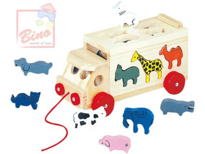 BINO DŘEVO Kamion se zvířaty * DŘEVĚNÉ HRAČKY *