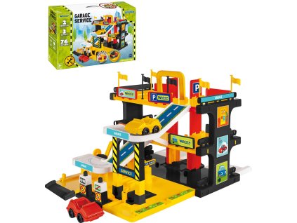 WADER Garáž 3 patra se servisem a myčkou herní set se 2 auty plast