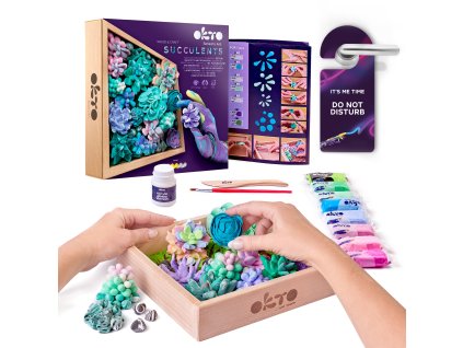 OKTO Tenderness Výtvarná modelovací sada sukulenty v dřevěném rámu 21x21 cm