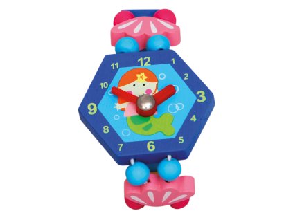 Hodinky víla dřevěné modré 8cm