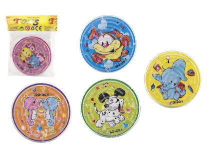 Bludiště hlavolam s kuličkou plast 7cm 6 barev 1ks