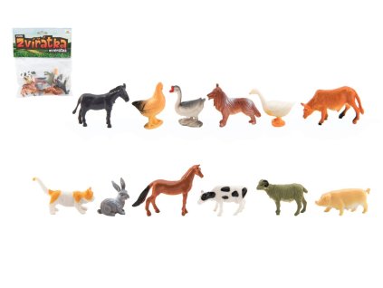 Zvířátka domácí farma plastové figurky 4-6cm 12ks v sáčku