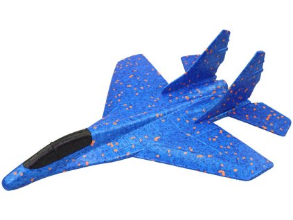 Letadlo soft pěnové stíhačka házecí 42cm polystyrenová modrá