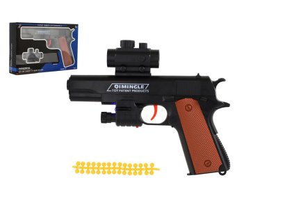 Pistole na měkké kuličky plast 20cm v krabičce 24x15x4cm