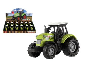 Traktor plast 11cm na baterie na volný chod se světlem, zvukem 12ks v boxu