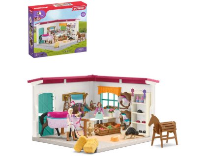 SCHLEICH Obchod pro koně herní set koník se 2 figurkami s doplňky plast