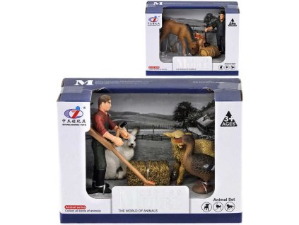 Zvířata domácí farma herní set plastové figurky s farmářem a doplňky různé druhy