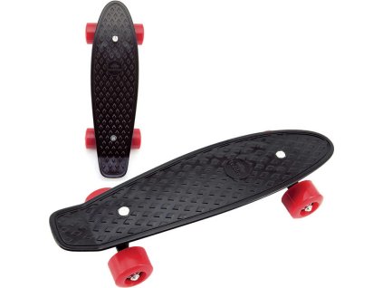 Skateboard dětský pennyboard černý 43cm plastové osy červená kola
