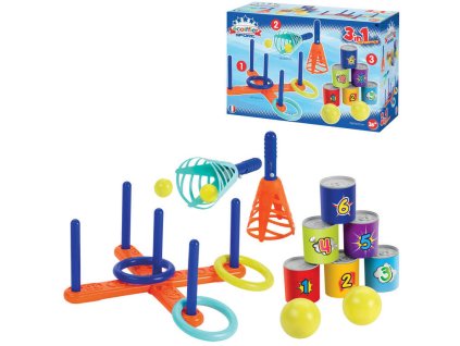 ECOIFFIER Sada her 3v1 chyť míček catchball  / plechovky / házení kroužků