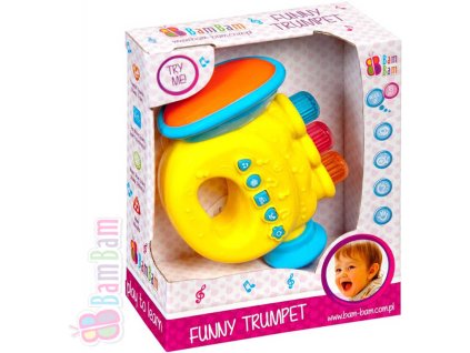 BAM BAM Trumpeta zábavná plastová s melodiemi pro miminko Zvuk