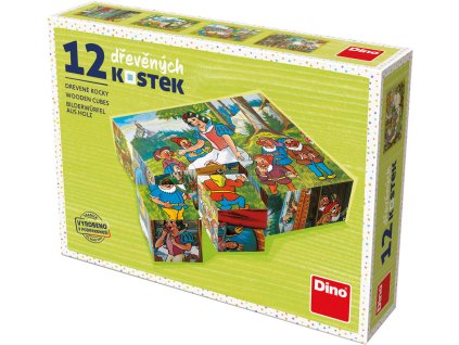 DINO DŘEVO Kubus Sněhurka obrázkové kostky set 12ks *DŘEVĚNÉ HRAČKY*