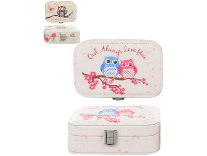 Šperkovnice dětská sovičky 15x10x5cm 3 přihrádky 2 druhy