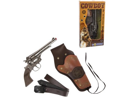 Kovbojský set revolver dětský kovový na kapsle 12 ran s pouzdrem a opaskem