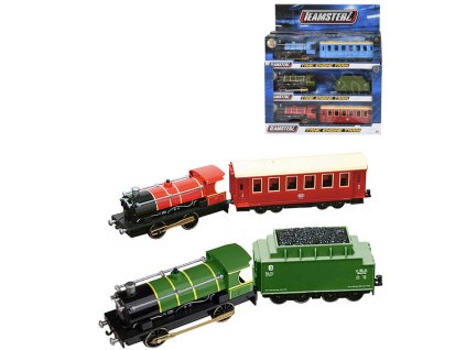 Teamsterz retro vlak kovový historický lokomotiva + vagón 3 druhy v krabici