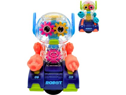 EP Line Robot s ozubenými kolečky narážecí na baterie Světlo Zvuk 2 barvy