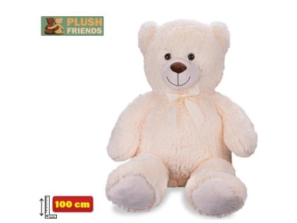 PLYŠ Medvěd 100cm krémový velký s mašlí *PLYŠOVÉ HRAČKY*