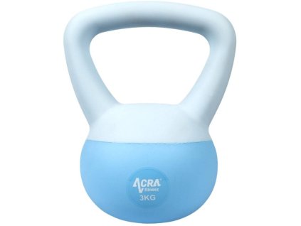 ACRA Činka kettlebell 3kg světle modrá měkké dno