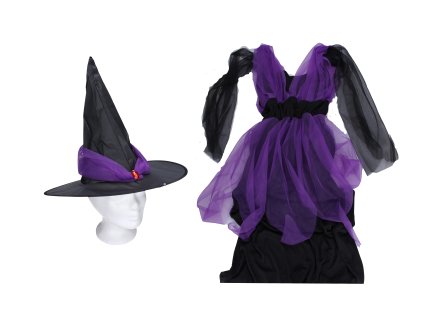 Set karneval - čarodějnice fialová