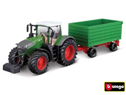 Bburago Farm 10cm Tractor with Trailer - Fendt 1050 with Two-way Tipping Trailer