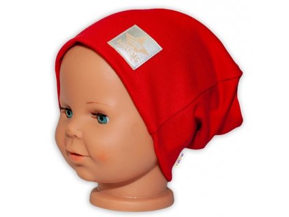 Dětská funkční čepice s dvojitým lemem - červená