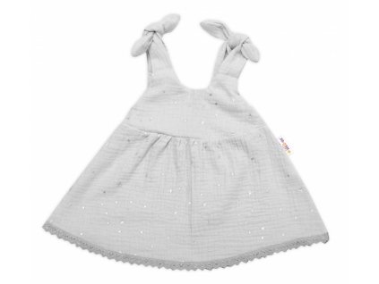 Baby Nellys Letní lehoučké mušelínové šaty Summer Stars - šedé