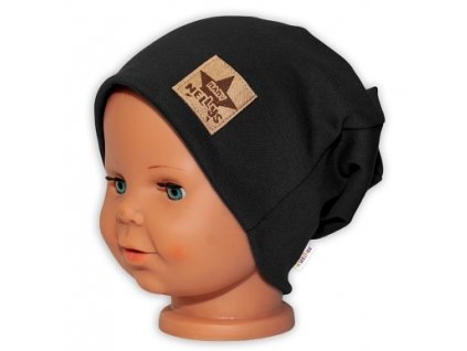 Dětská funkční čepice s dvojitým lemem - černá