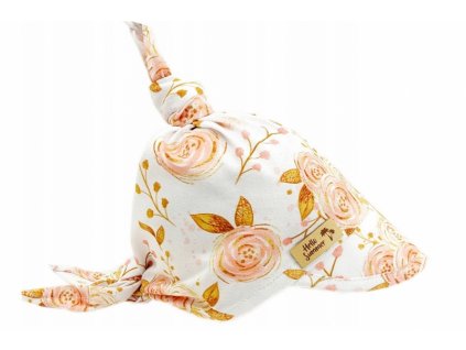 Dětský bavlněný šátek s kšiltem na zavazování, Premium Baby Nellys, růže