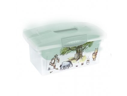 Přenosný box s organizérem Medvídek Pú a přátelé Keeeper, transparentní/zelená