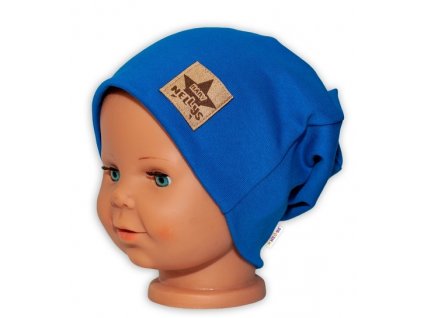 Dětská funkční čepice s dvojitým lemem - tm. modrá