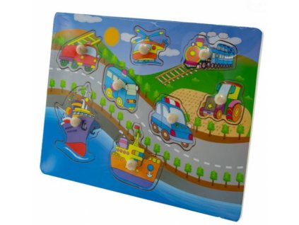 Dřevěné zábavné puzzle vkládací , 30x22,5cm - Ulice