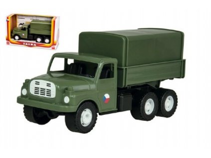 Auto nákladní Tatra 148 khaki vojenská plast 30cm v krabici 35x18x13cm