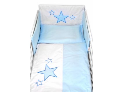 Mantinel s povlečením Baby Stars  - modrý, 120x90 cm