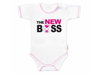 Body krátký rukáv s vtipným textem Baby Nellys, The New Boss, holka