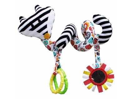 Hencz Toys Edukační hračka Hencz s chrastítkem a zrcátkem  - LIŠKA - spirálka -bílo-černá